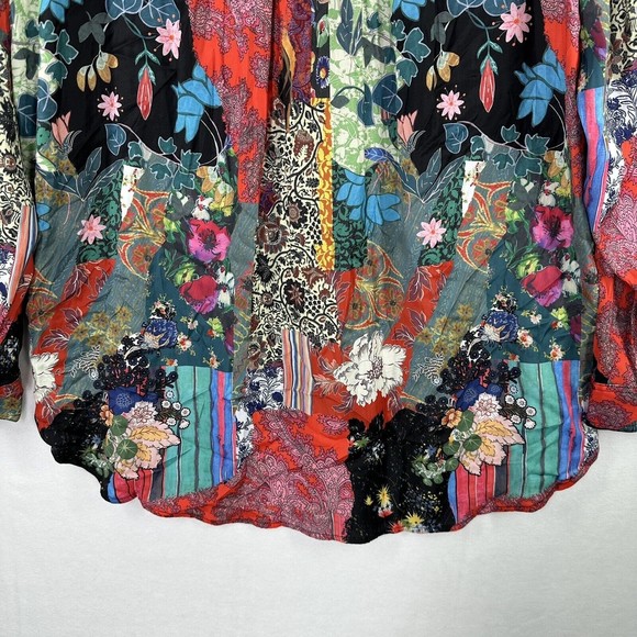 ANTHROPOLOGIE Patchwork Button Up Blouse Sz XL Paisley Floral - Picture 13 of 14